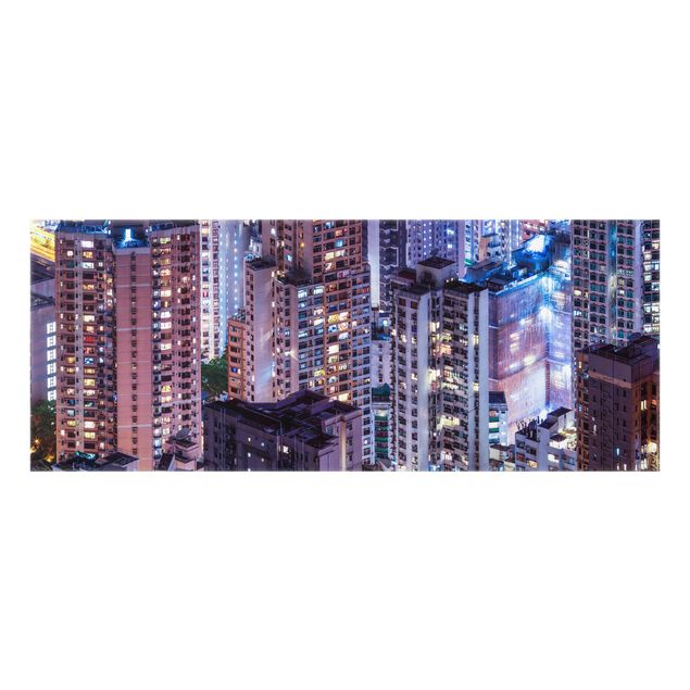 Spritzschutz Glas - Hongkong Lichtermeer - Panorama 5:2
