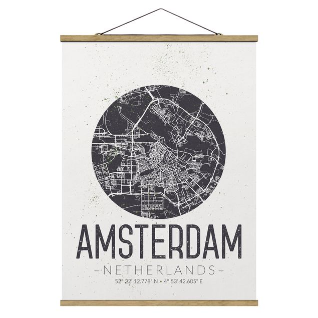Wandbilder Sprüche Stadtplan Amsterdam - Retro