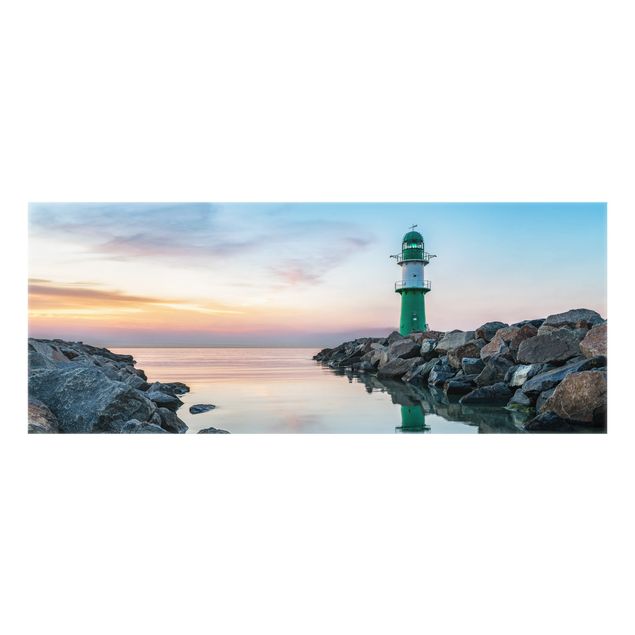 Spritzschutz Glas - Sunset at the Lighthouse - Panorama 5:2