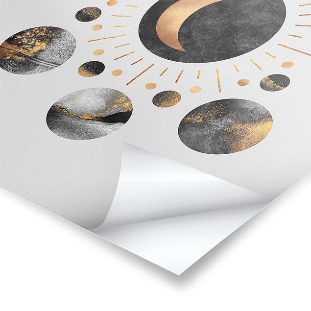 Poster kaufen Mondphasen Abstrakt Gold
