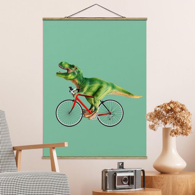 Küchen Deko Dinosaurier mit Fahrrad