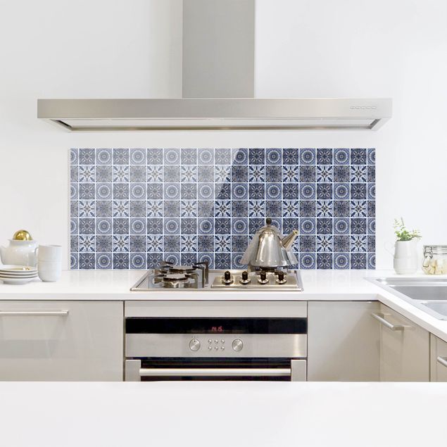 Glasrückwand Küche Muster Orientalischer Mandala Mustermix mit Blau und Gold