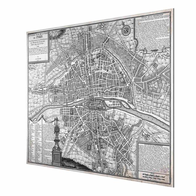 Wandbilder Weltkarten Vintage Stadtplan Paris um 1600