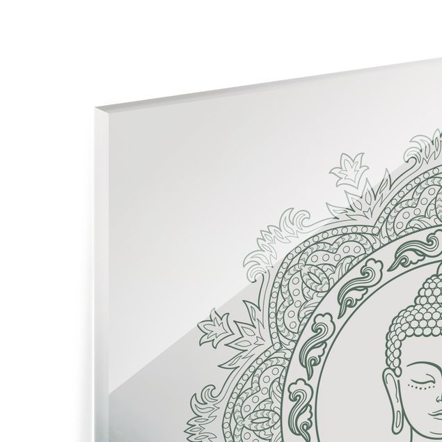 Spritzschutz Glas - Buddha Mandala im Nebel - Quadrat 1:1