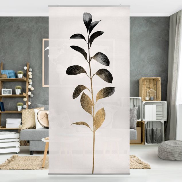 Küche Dekoration Grafische Pflanzenwelt - Gold und Grau