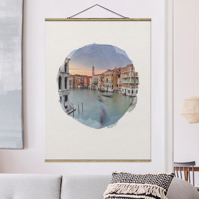 Küchen Deko Wasserfarben - Canale Grande Blick von der Rialtobrücke Venedig