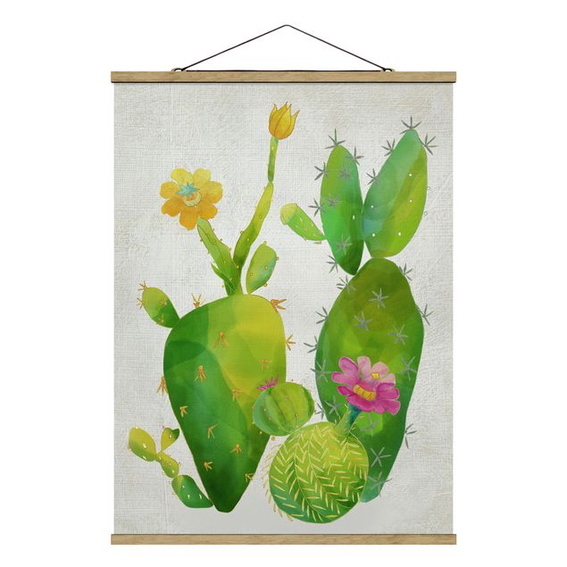 Wandbilder Familie Kaktusfamilie rosa gelb