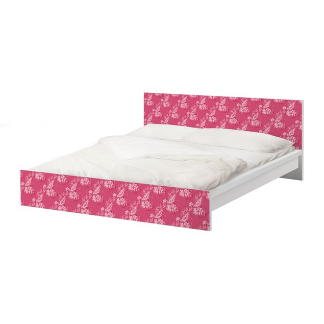 Möbelfolie für IKEA Malm Bett niedrig 180x200cm - Klebefolie Antikes Blumenmuster
