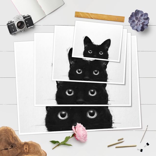 Laura Graves Art Bilder Illustration Schwarze Katze auf Weiß Malerei