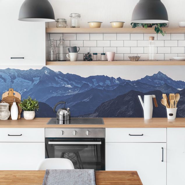 Küchenrückwand Folie selbstklebend Blaues Bergpanorama