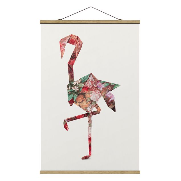 Wandbilder Kunstdrucke Origami Flamingo