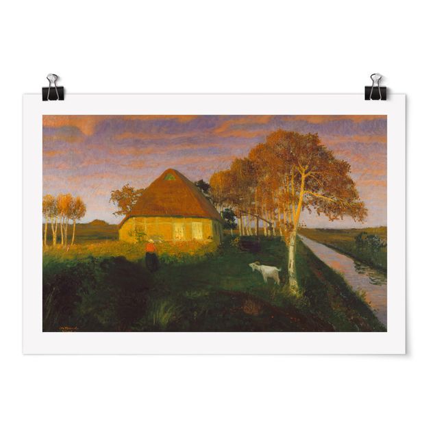 Wandbilder Landschaften Otto Modersohn - Moorkate im Abendsonnenschein