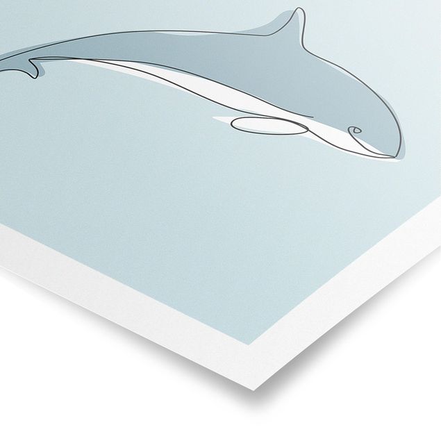 Wandbilder Tiere Delfin Line Art