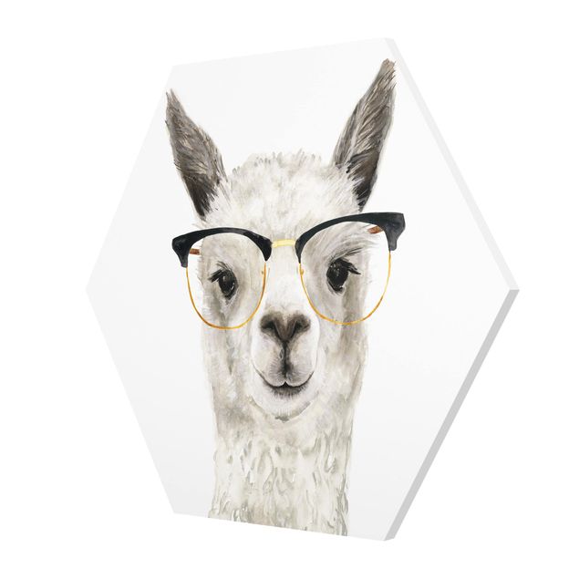 Wandbilder Hippes Lama mit Brille I