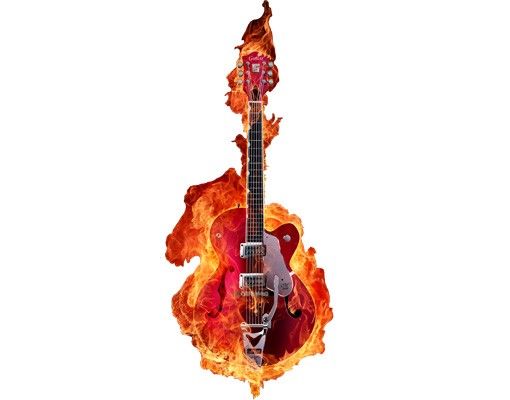 Klebefolien selbstklebend Gitarre in Flammen