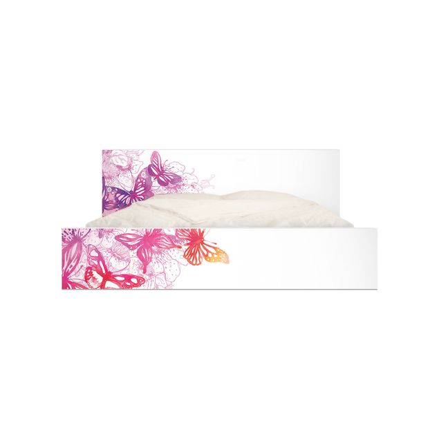 Möbelfolie für IKEA Malm Bett niedrig 140x200cm - Klebefolie Schmetterlingstraum