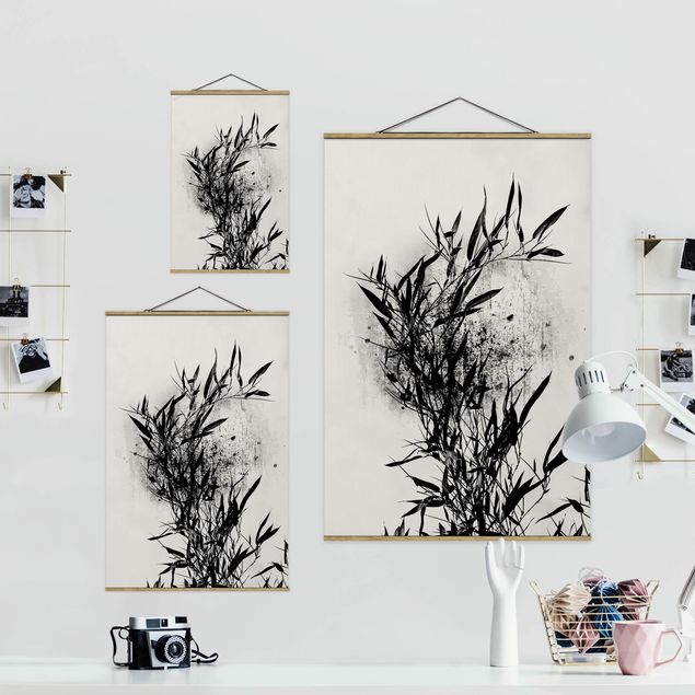 Wandbilder Blumen Grafische Pflanzenwelt - Schwarzer Bambus