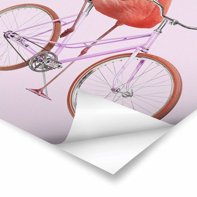Wandbilder Flamingo mit Fahrrad