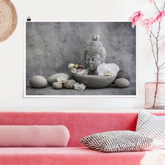 Wandbilder Orchideen Zen Buddha, Orchideen und Steine
