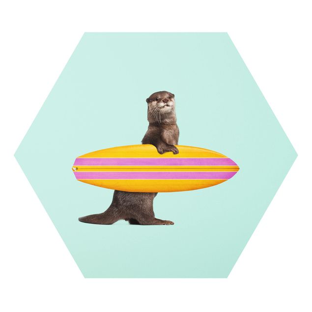 Wandbilder Modern Otter mit Surfbrett