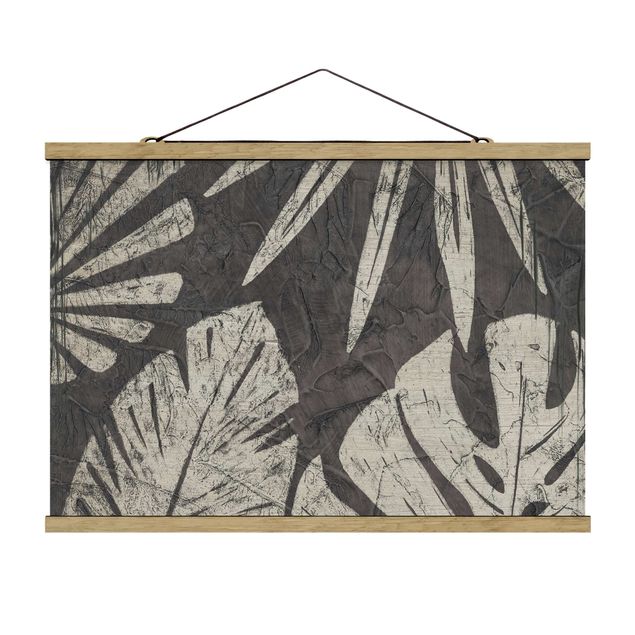 Wandbilder Modern Palmenblätter vor Dunkelgrau