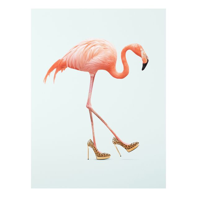 Wandbilder Kunstdrucke Flamingo mit High Heels