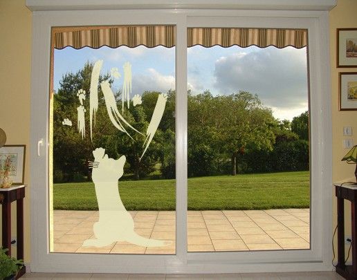 Fensterfolie - Fenstertattoo No.UL633 Katzenkunst - Milchglasfolie