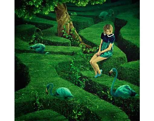 Fliesenfolie grün Frau im Labyrinth