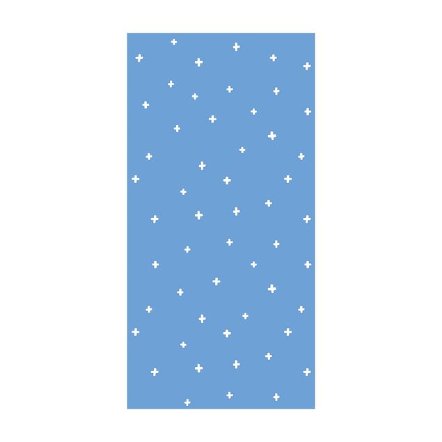 Moderne Teppiche Gezeichnete Weiße Kreuze auf Blau
