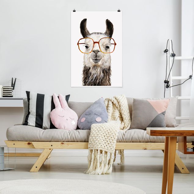 Tierposter Hippes Lama mit Brille IV