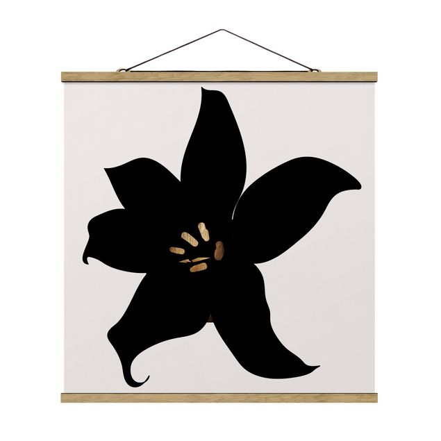 Wandbilder Floral Grafische Pflanzenwelt - Orchidee Schwarz und Gold