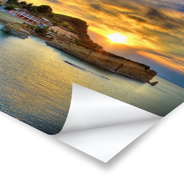 Wandbilder Architektur & Skyline Sonnenuntergang über Korfu