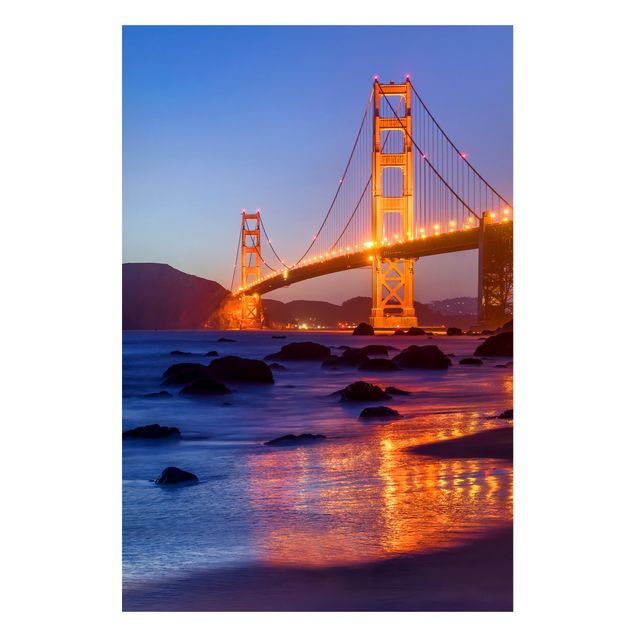 Magnettafel - Golden Gate Bridge am Abend - Hochformat 2:3