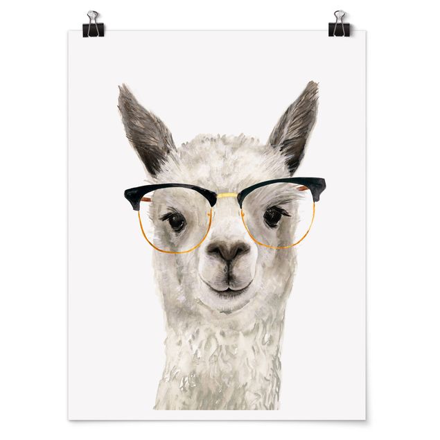 Wandbilder Modern Hippes Lama mit Brille I