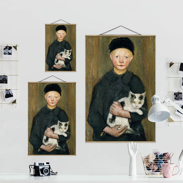 Wandbilder Portrait Paula Modersohn-Becker - Knabe mit Katze