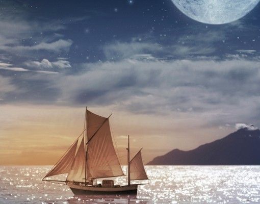 Fliesenaufkleber Moon Night Sea