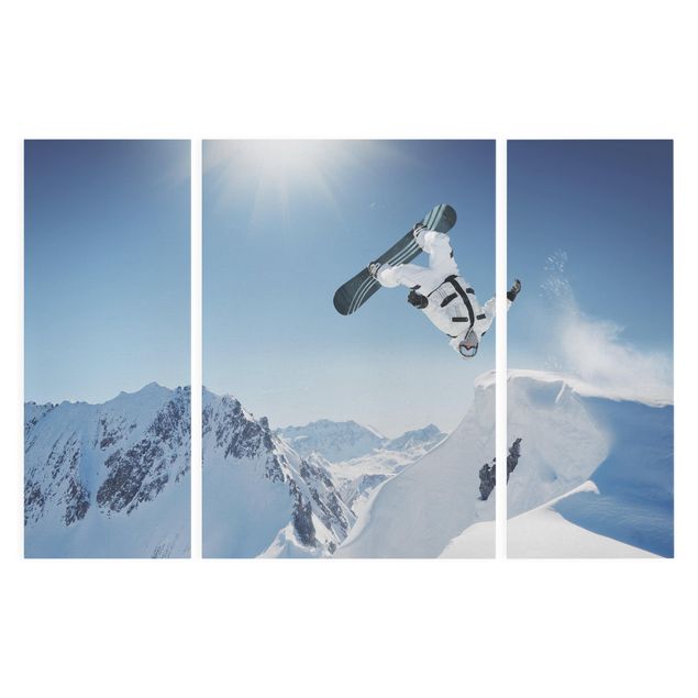 Wandbilder Modern Fliegender Snowboarder