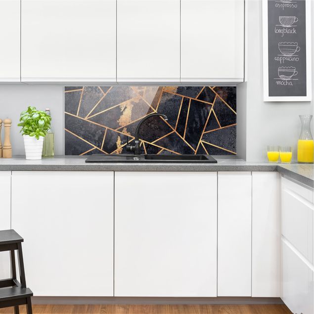 Glasrückwand Küche Steinoptik Onyx mit Gold