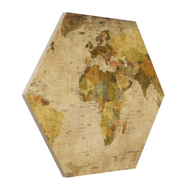 Holzbilder Weltkarte