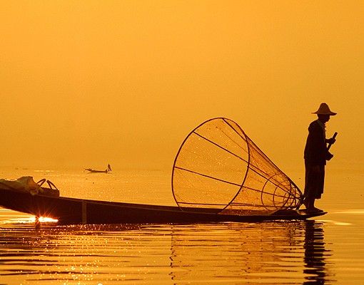 selbstklebende Klebefolie Fischer im Sonnenaufgang