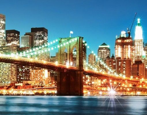 Fliesenaufkleber Nighttime Manhattan Bridge