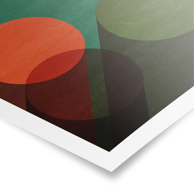 Wandbilder Grün Abstrakte Formen - Kreise in Grün und Rot