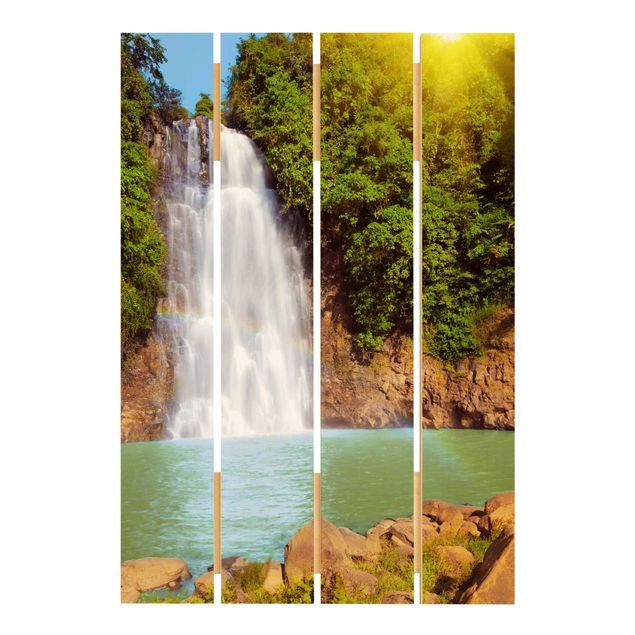 Bilder auf Holz Wasserfall Romantik