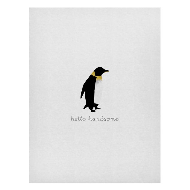 Wandbilder Kunstdrucke Pinguin Zitat Hello Handsome