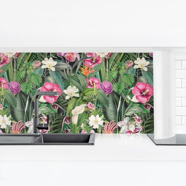 Klebefolien Bunte tropische Blumen Collage