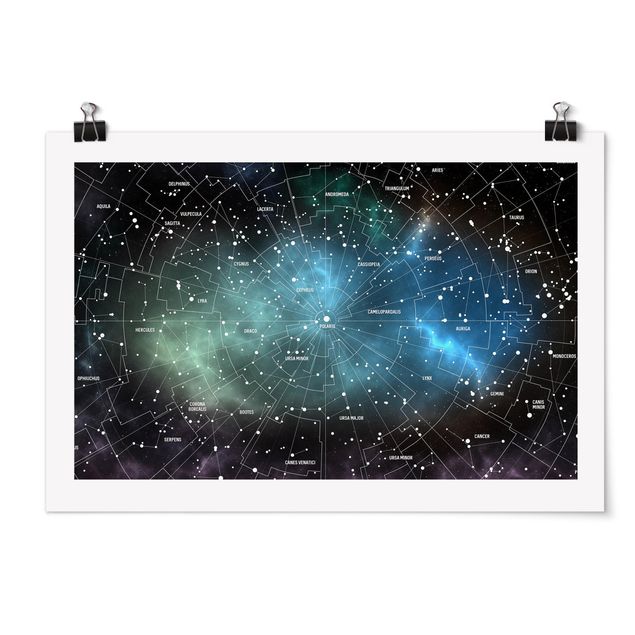 Wandbilder Weltkarten Sternbilder Karte Galaxienebel
