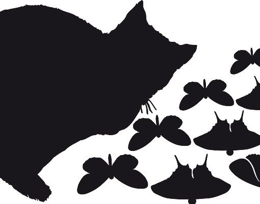 Klebefolien selbstklebend No.RS68 Katze und Schmetterlinge