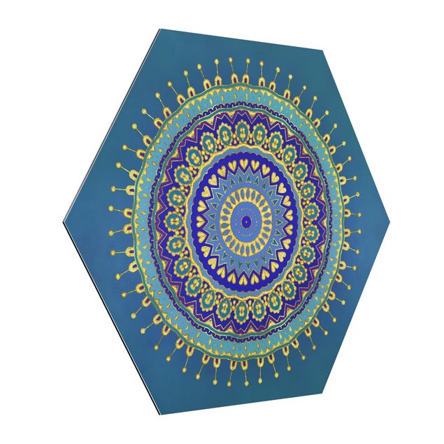 Wandbilder Muster Mandala Blau Gold
