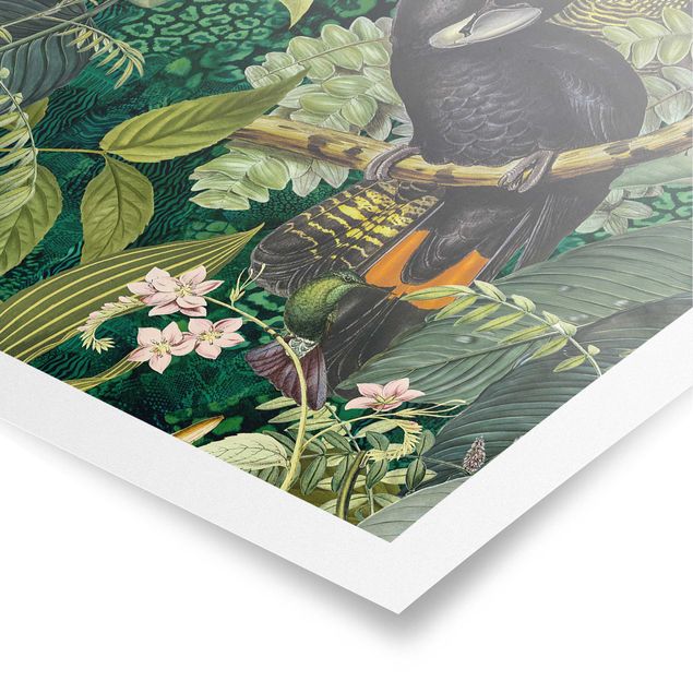 Kunstkopie Poster Bunte Collage - Kakadus im Dschungel