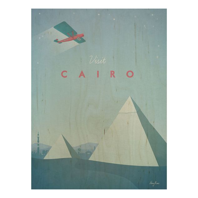 Wandbild Holz Vintage Reiseposter - Cairo